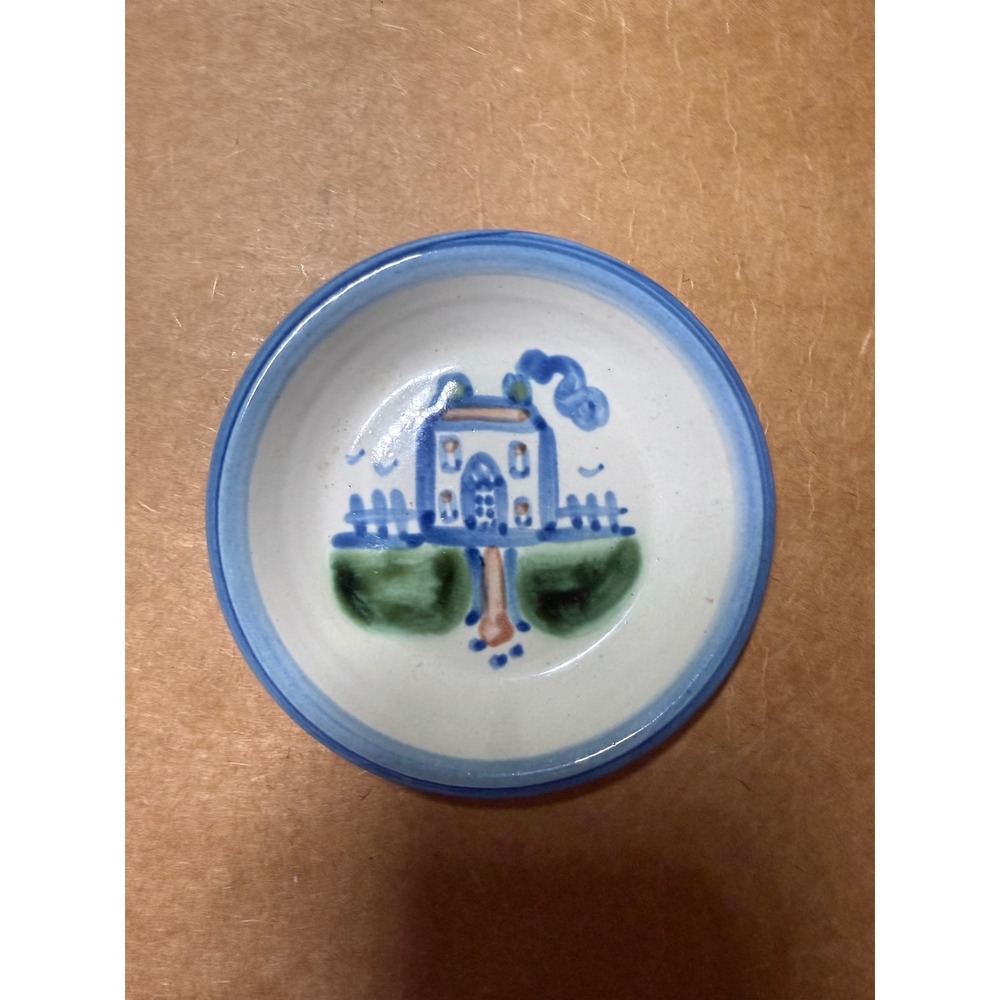 MA Hadley Pottery cottage core house Trinket Dish coaster vintage RARE